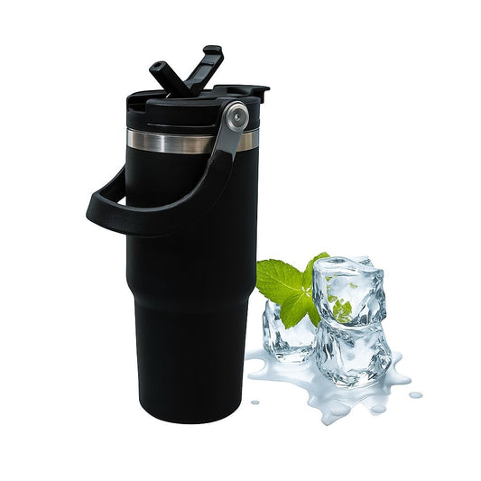 Hydrated 900ml Stainless Steel Vacuum Tumble,2-in-1 Lid and Straw (black)