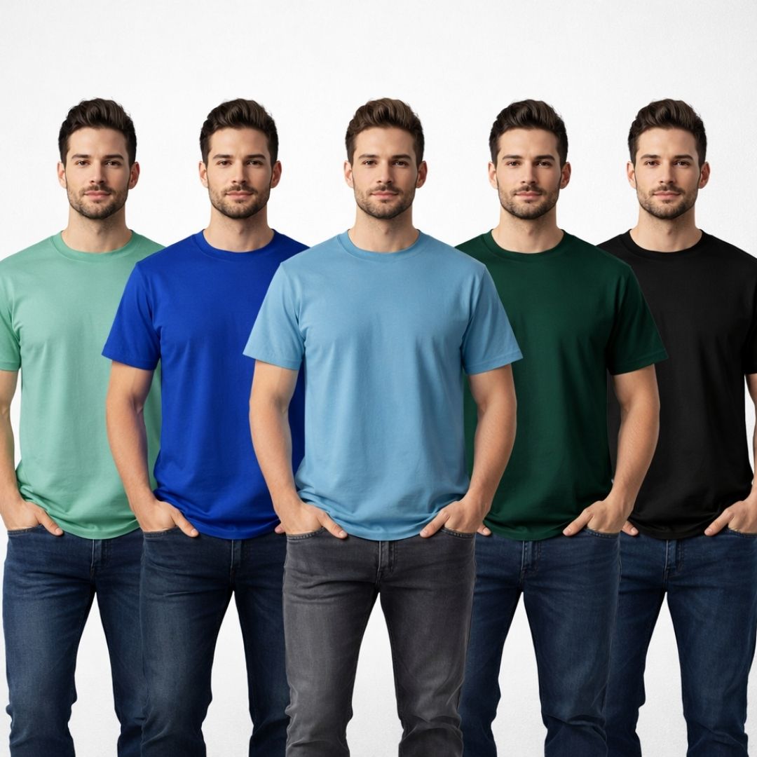 Round Neck T-Shirt Half Sleeves pack of 4 (Random Color)